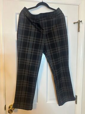 Christian Siriano Black and Gray Plaid Trousers